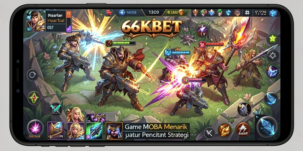 Tampilan gameplay seru di 66KBET saat bertarung dalam tim.