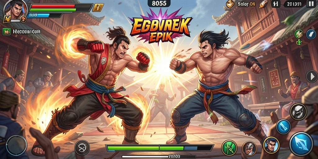Tampilan pertarungan intens di dalam game Fighting 8055.