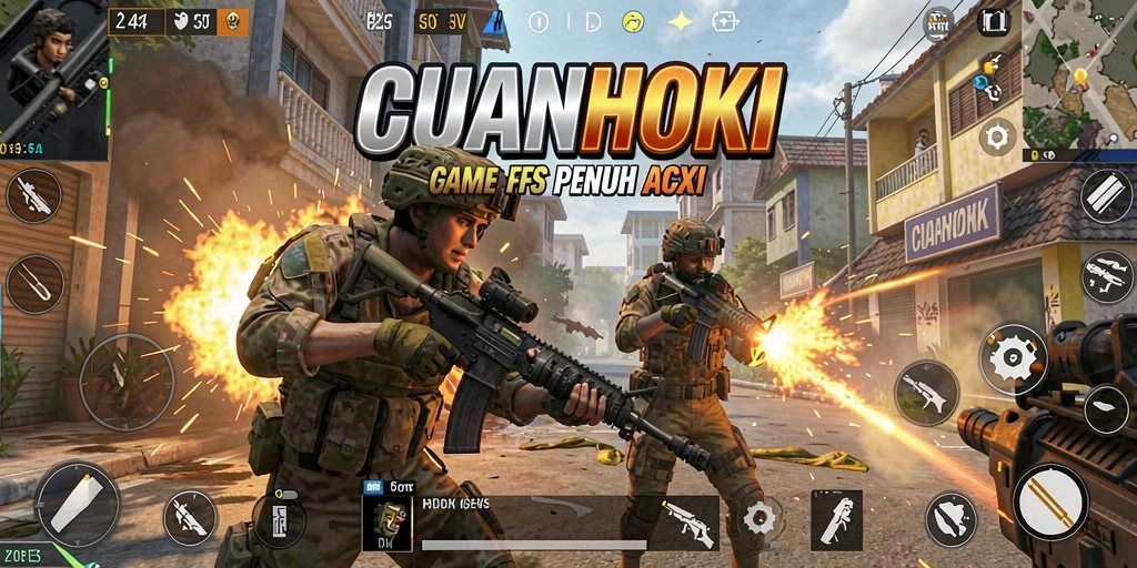 Gameplay seru dalam CUANHOKI menampilkan aksi tembak-menembak mendebarkan.