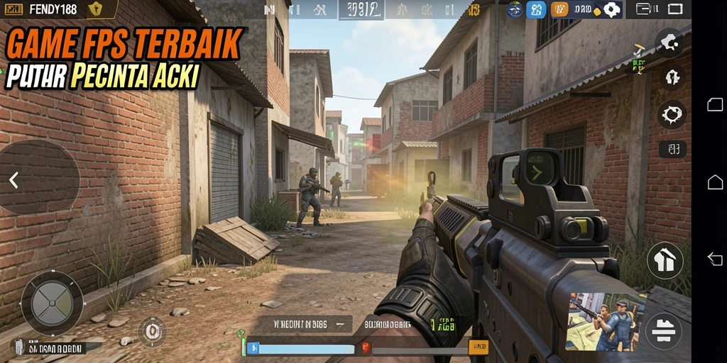 Tangkapan layar gameplay FENDY188 menampilkan aksi tembak-menembak yang intens.