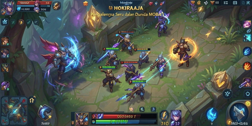Gameplay HOKIRAJA yang seru dalam pertandingan MOBA.
