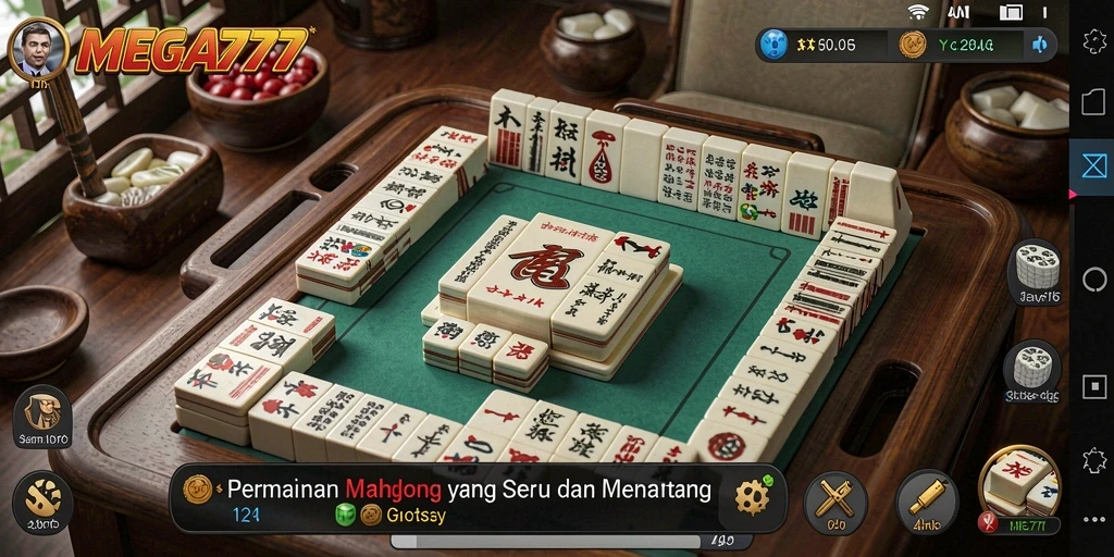 Tampilan gameplay MEGA777 dengan tantangan Mahjong yang menarik.