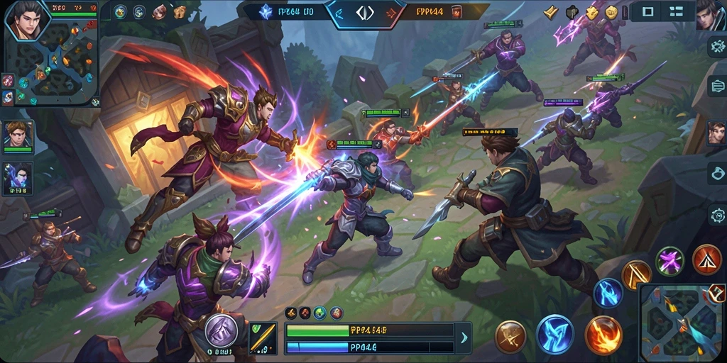 Screenshot gameplay PP444 dengan aksi seru di arena MOBA.