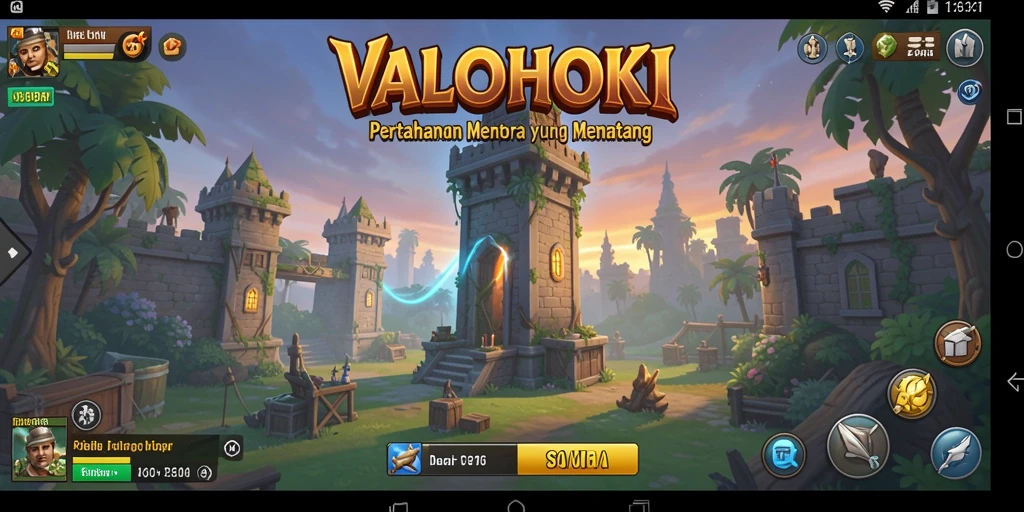 Tampilan gameplay VALOHOKI yang menarik dalam mode Tower Defense.